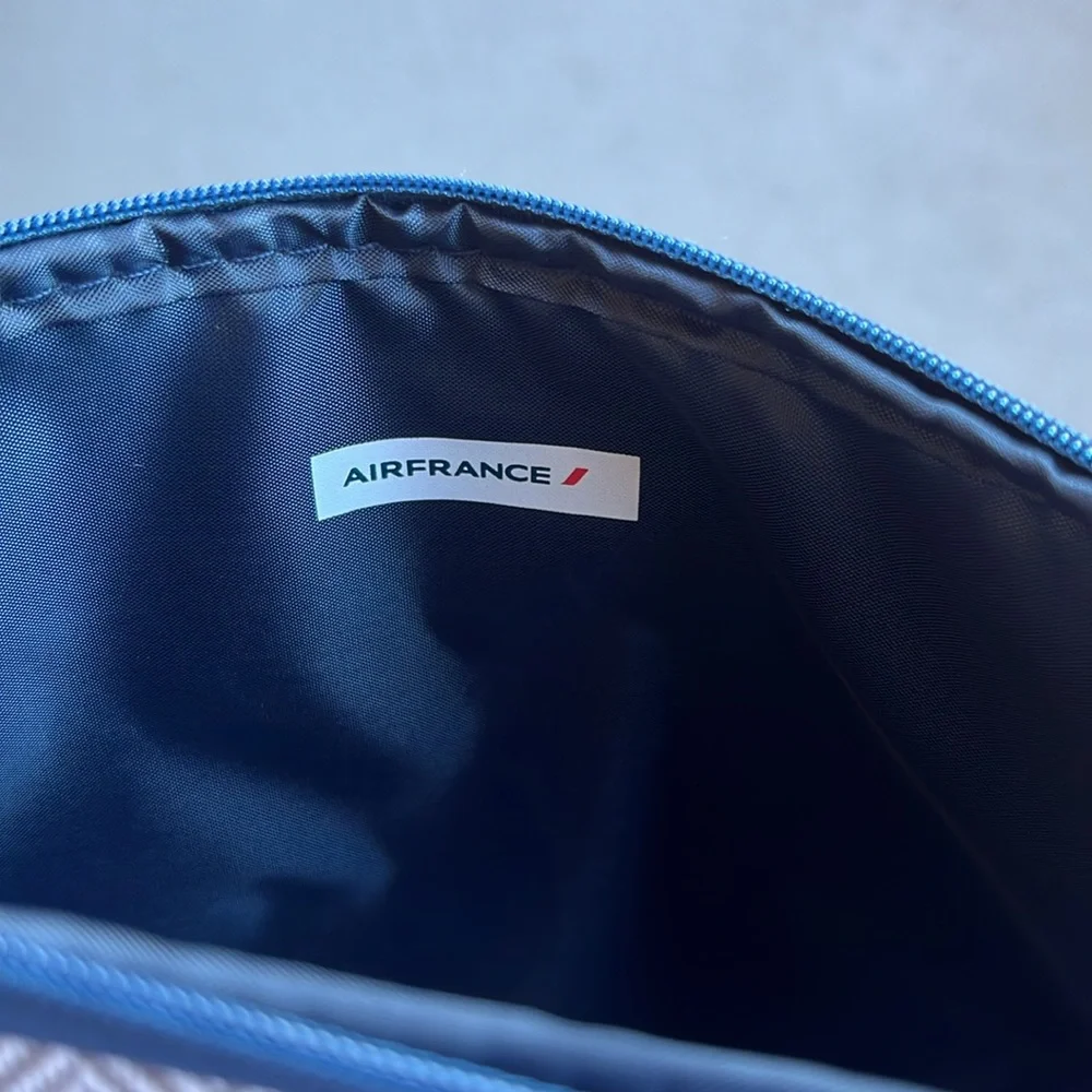 Air France Herringbone Grey Travel Zippered Cosmetic Bag Pouch